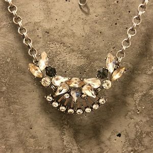 Silver jeweled statement necklace